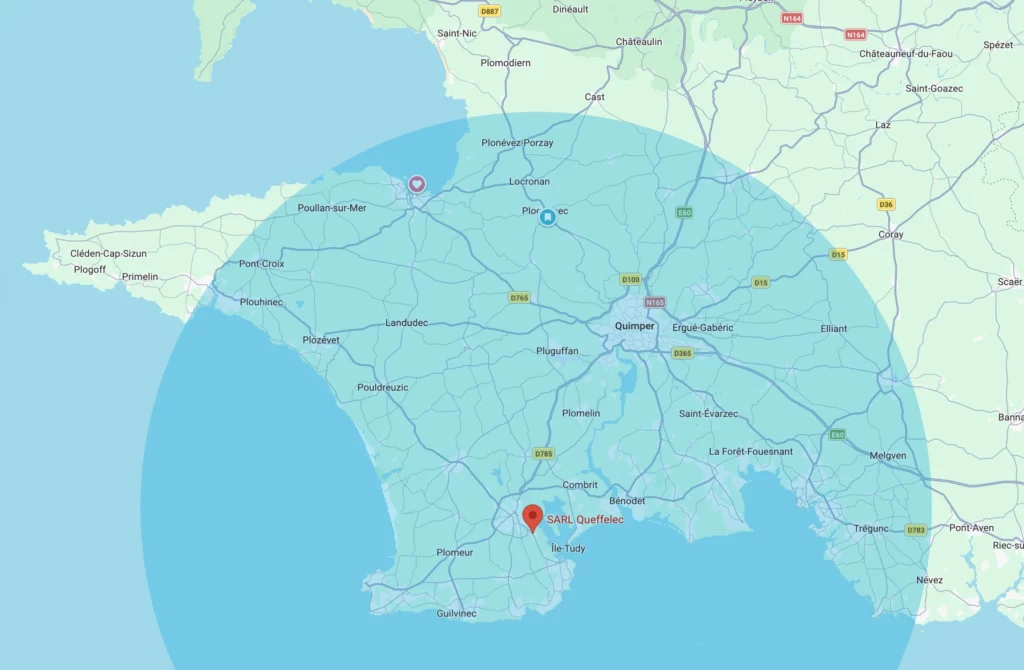 Secteur d'intervention de l'entreprise queffelec en finistere sud